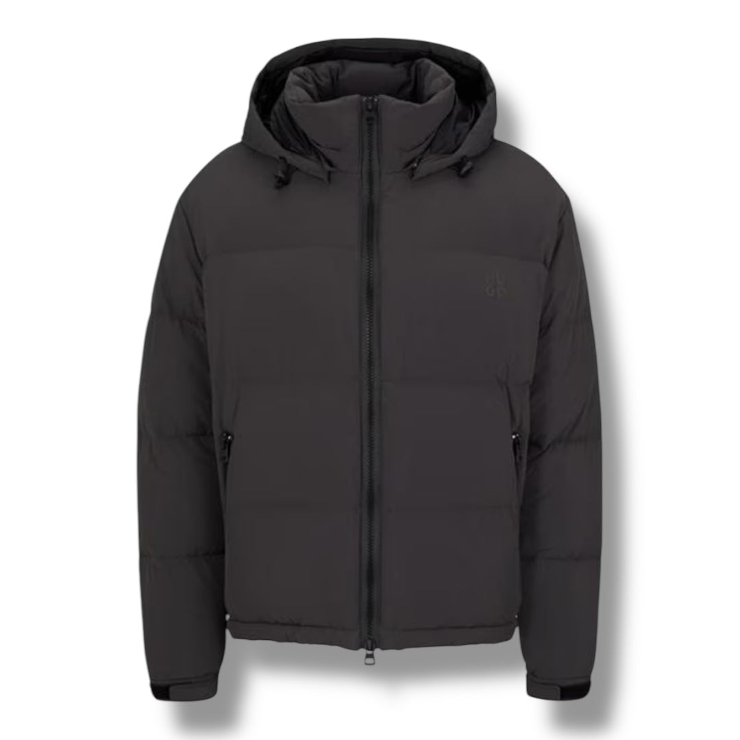 HUGO BOSS HUGO STACK LOGO PUFFER JACKET CHARCOAL GREY