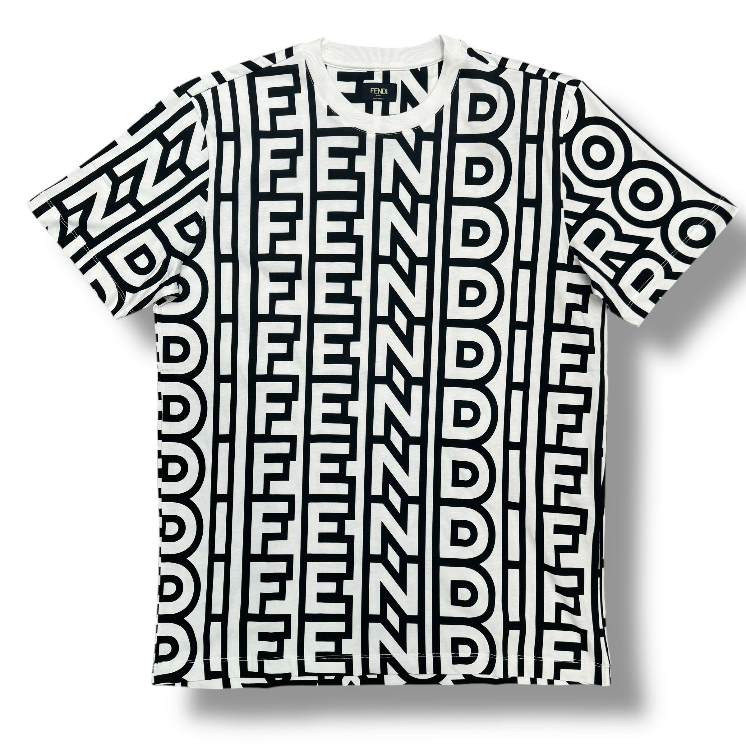 FENDI ALL OVER PRINT T-SHIRT WHITE / BLACK