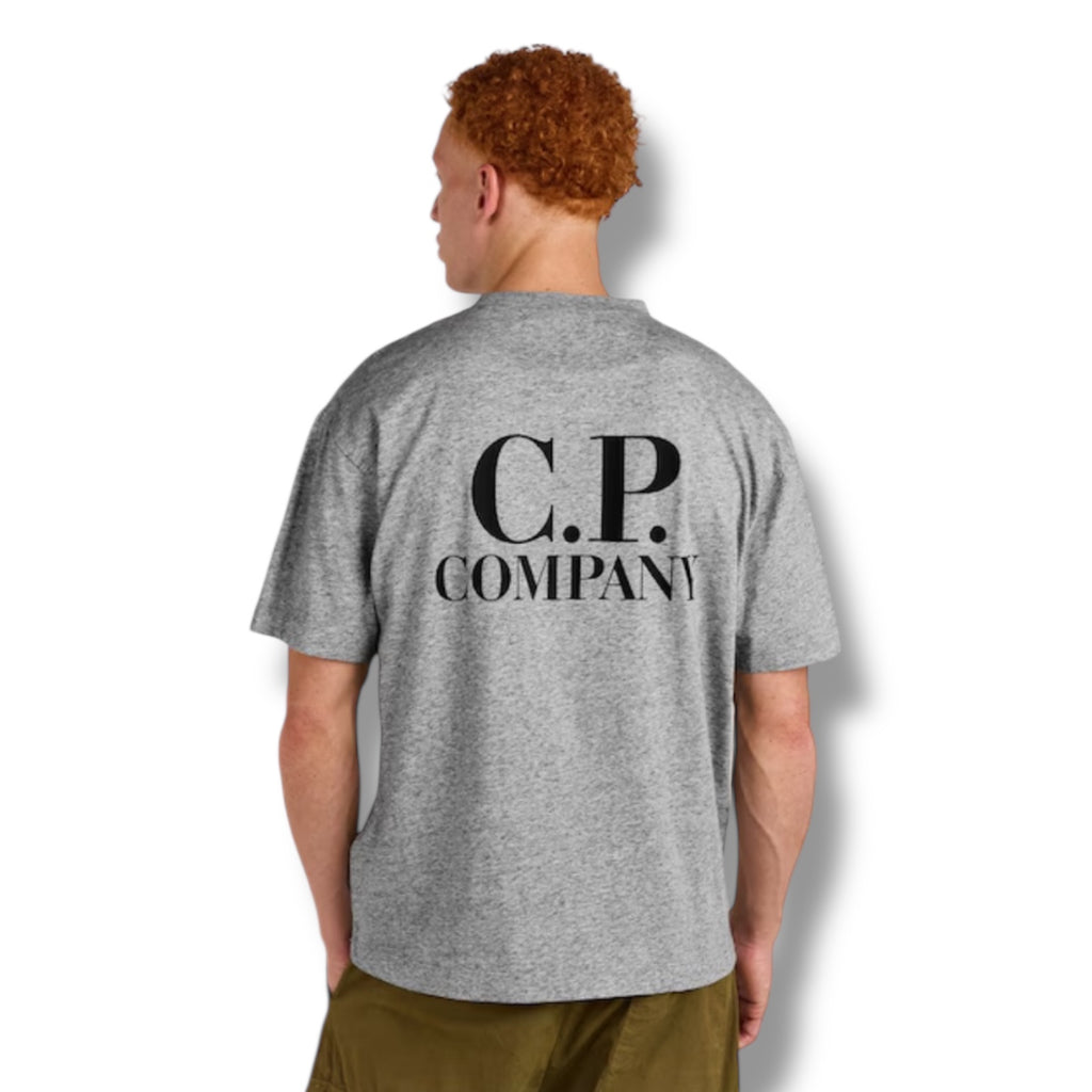 CP COMPANY DOUBLE LOGO T-SHIRT GREY
