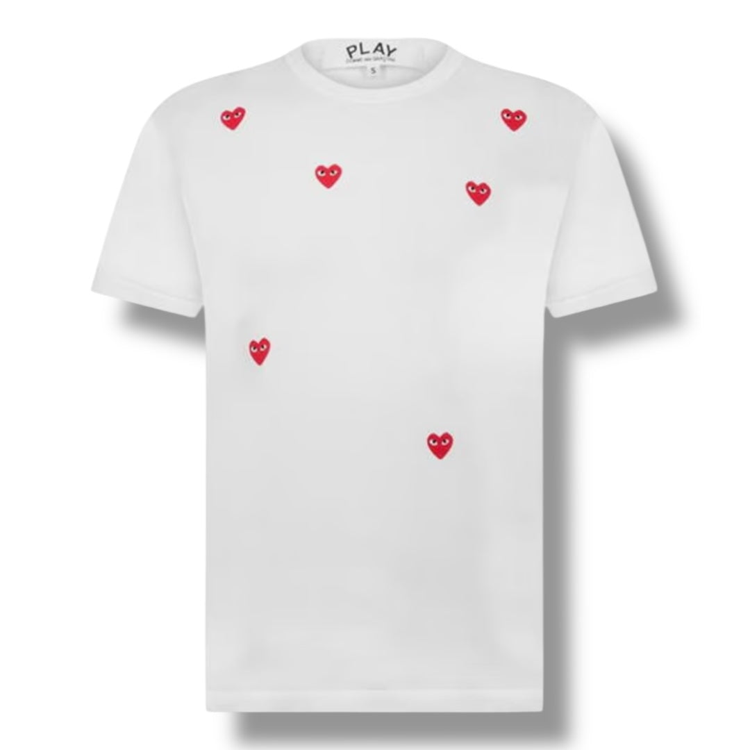 COMME DES GARÇONS PLAY SMALL MULTI PEEPING HEART T-SHIRT WHITE / RED
