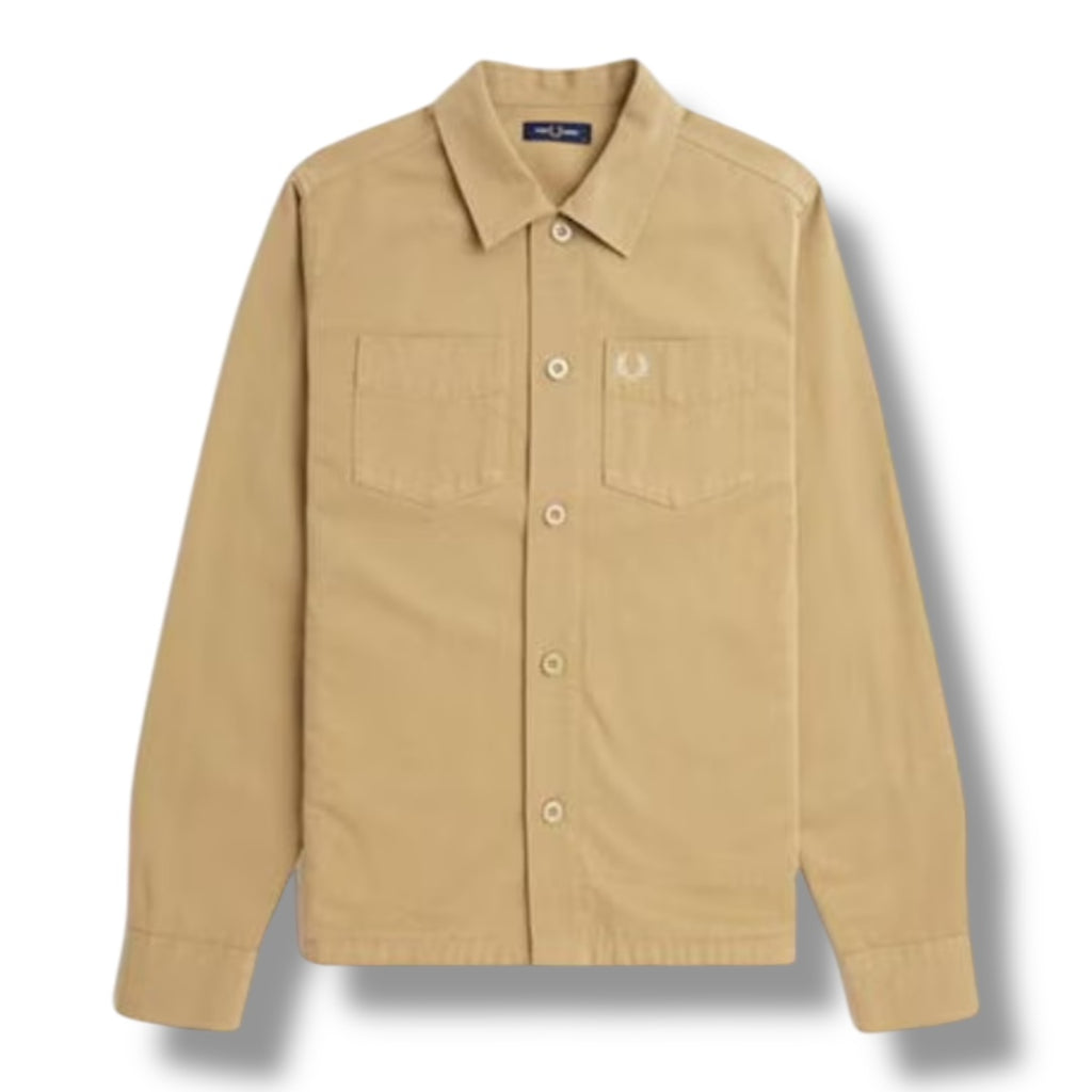 FRED PERRY TWILL BUTTON UP OVERSHIRT BEIGE