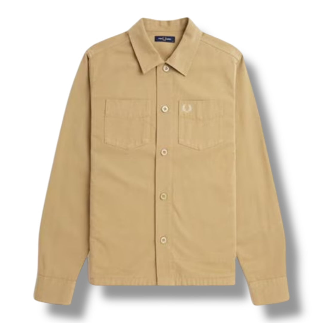 FRED PERRY TWILL BUTTON UP OVERSHIRT BEIGE