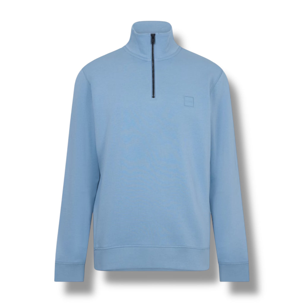HUGO BOSS PATCH LOGO 1/4 ZIP SWEATSHIRT SKY BLUE
