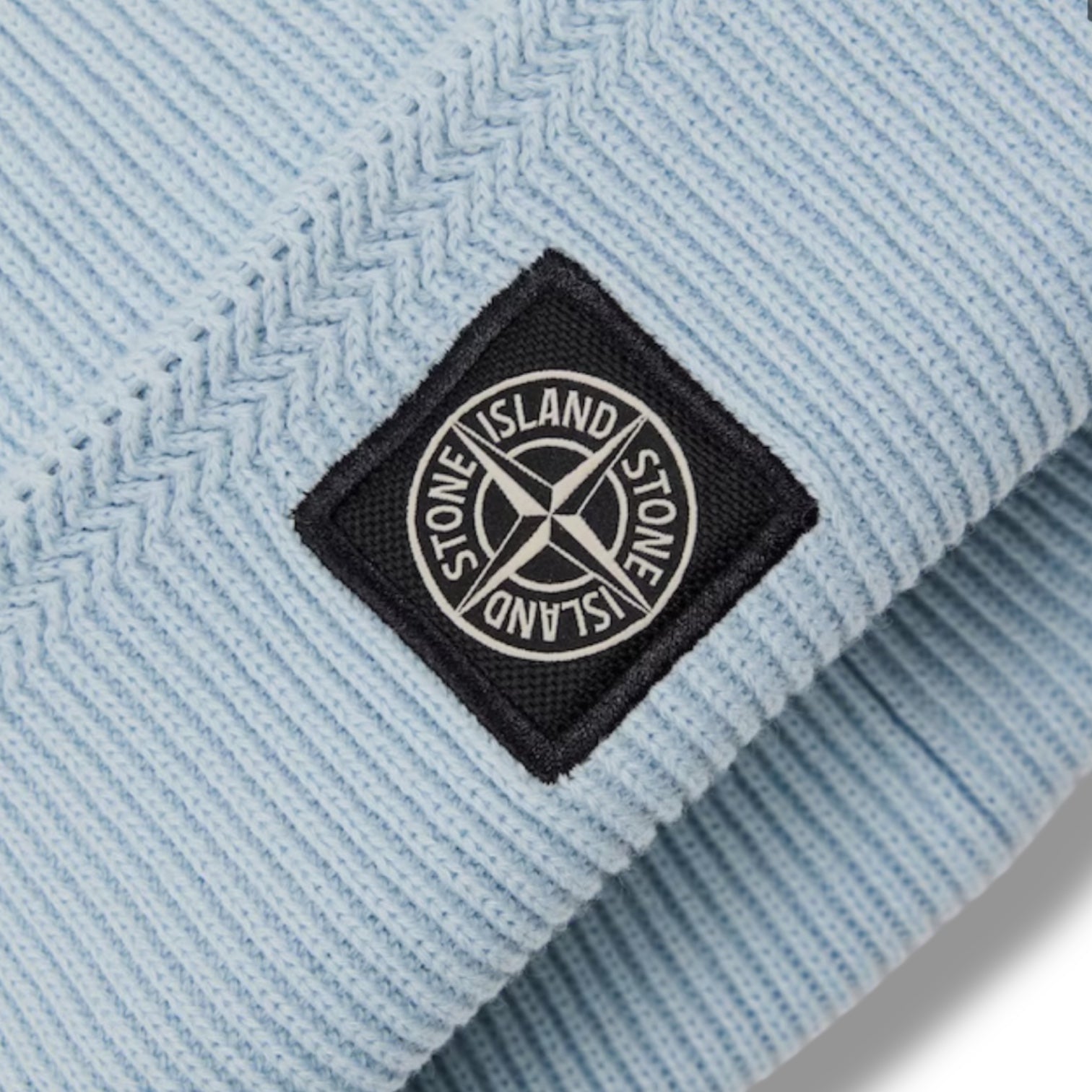 STONE ISLAND PATCH BEANIE HAT SKY BLUE