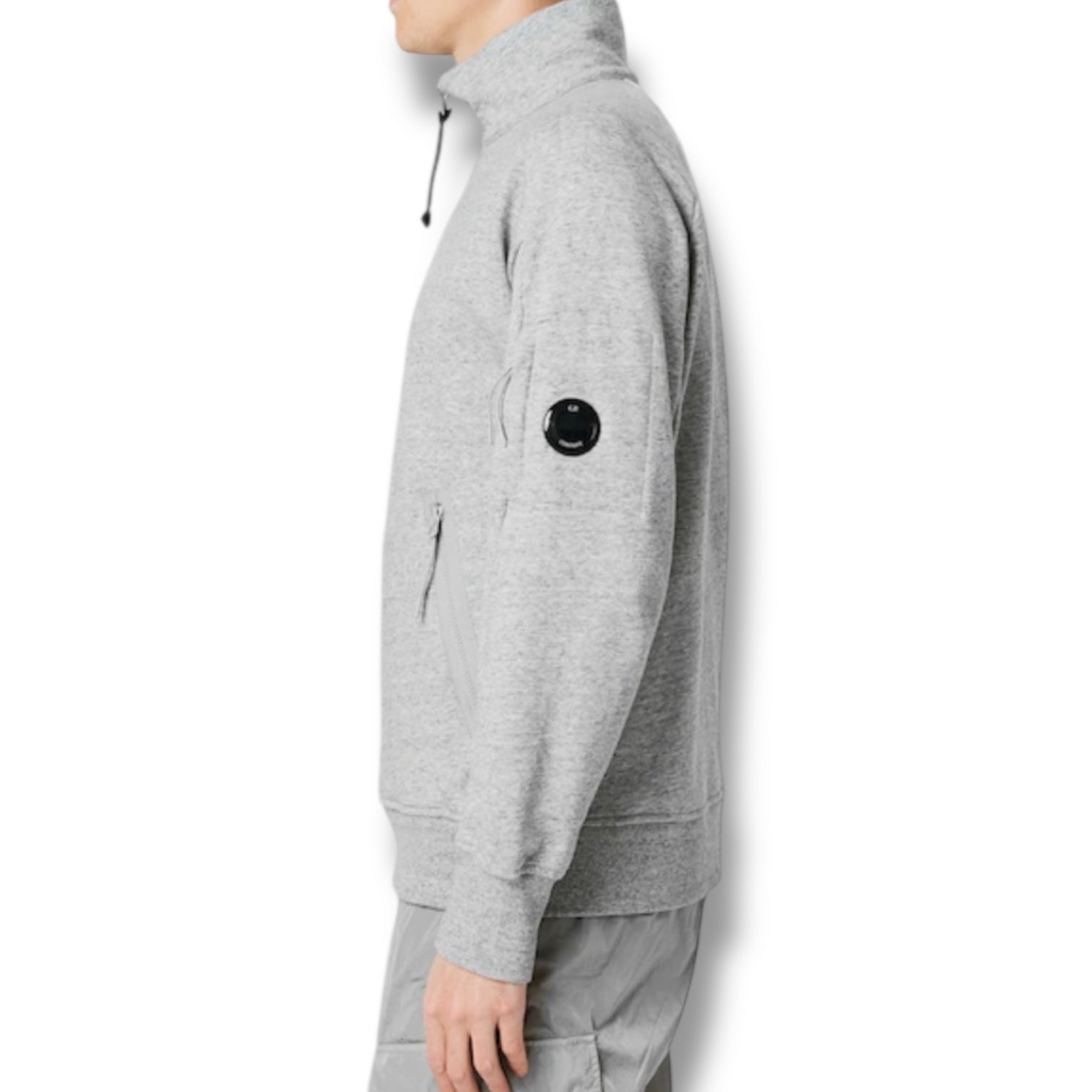 CP COMPANY LENS ARM 1/4 ZIP SWEATSHIRT GREY
