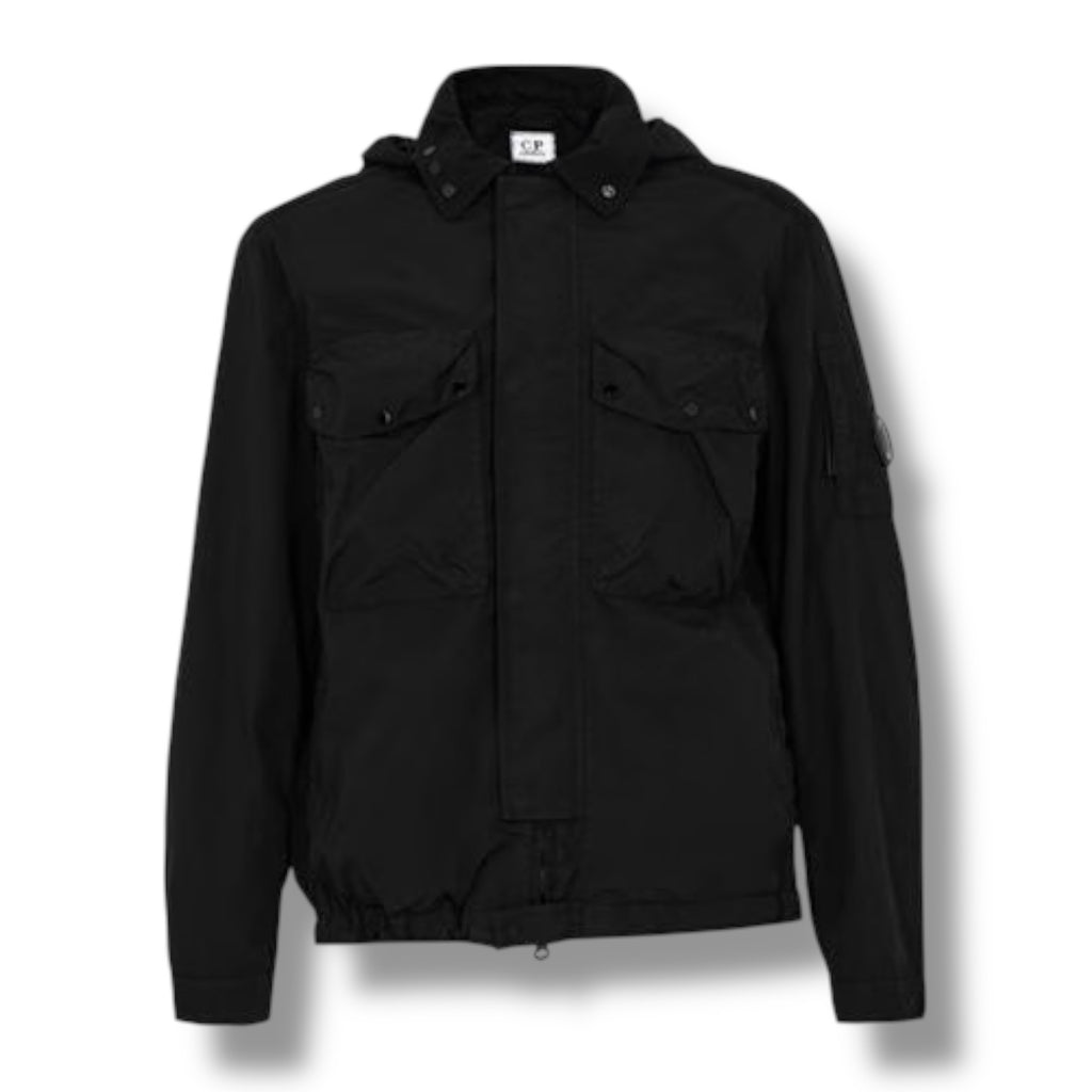 CP COMPANY HOODED GOOGLE OVERSHIRT BLACK