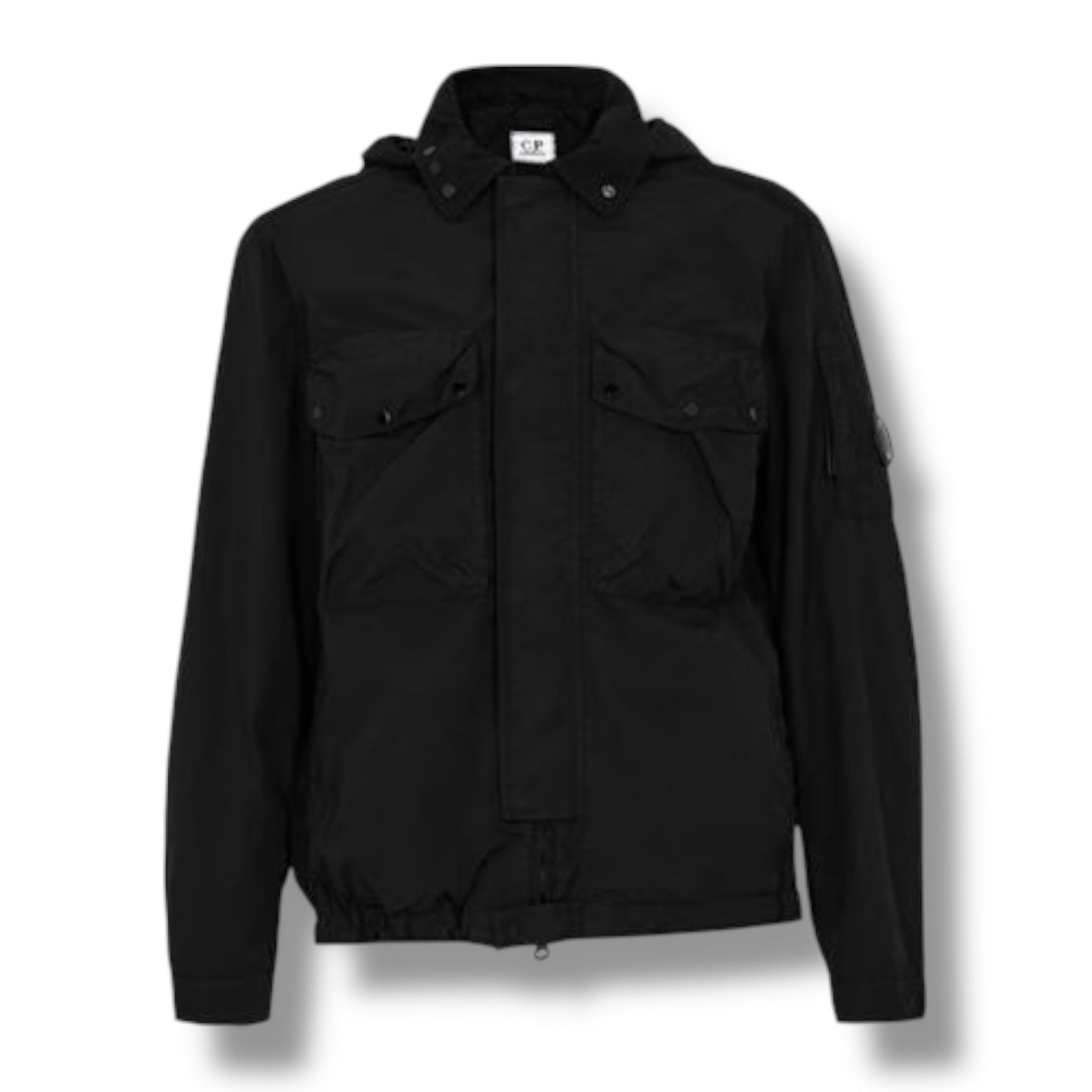 CP COMPANY HOODED GOOGLE OVERSHIRT BLACK