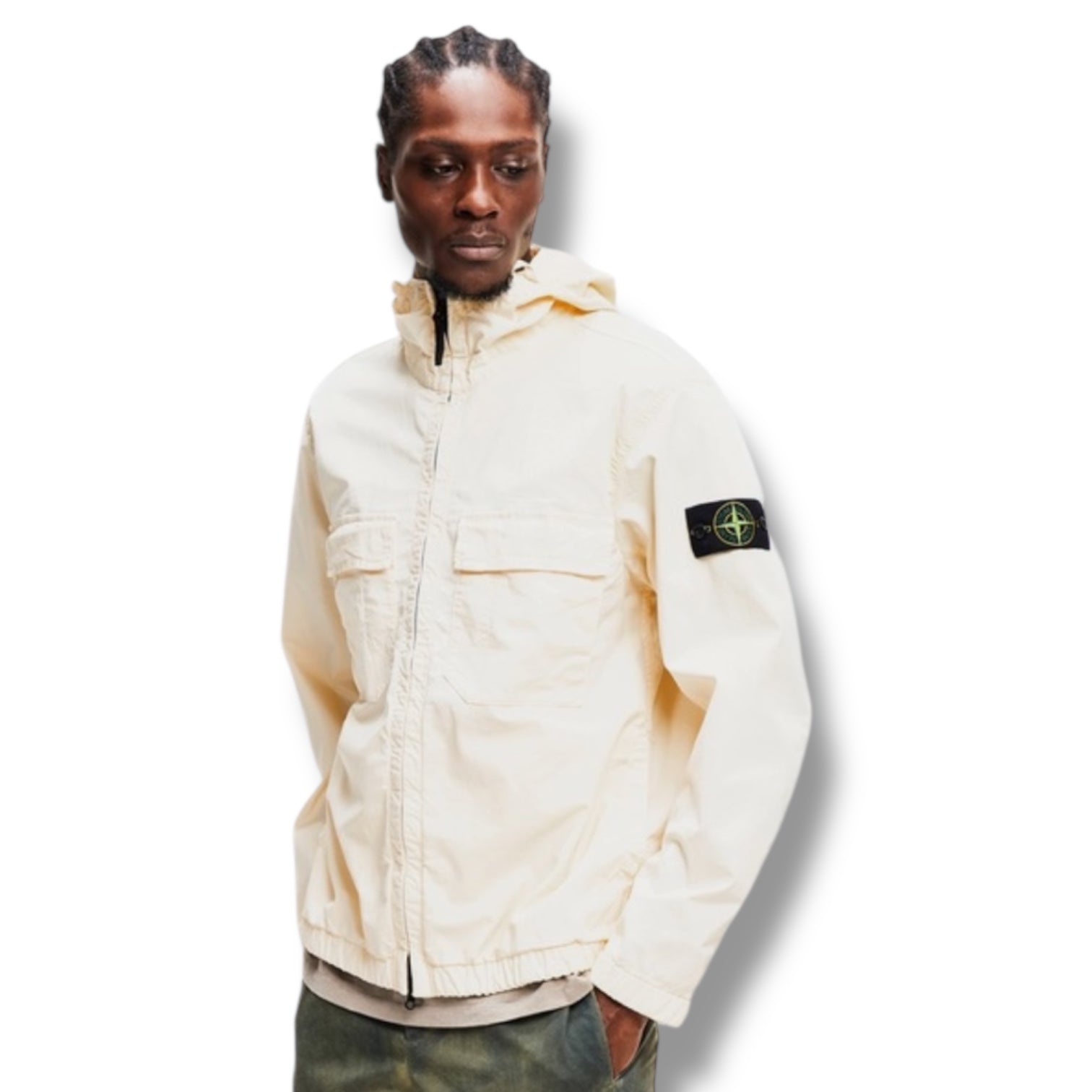 STONE ISLAND GD HOODED OVERSHIRT IVORY BEIGE