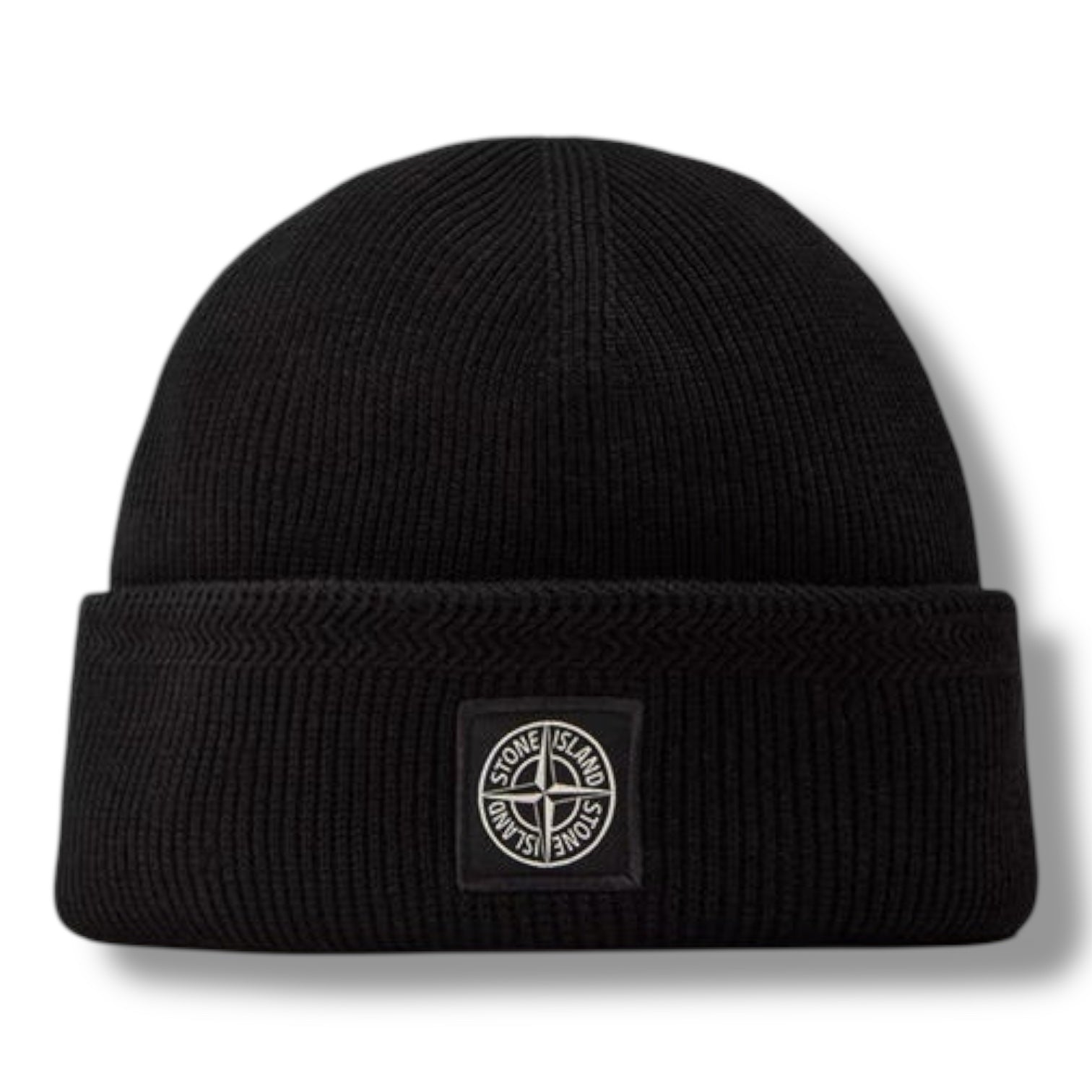 STONE ISLAND PATCH BEANIE HAT BLACK