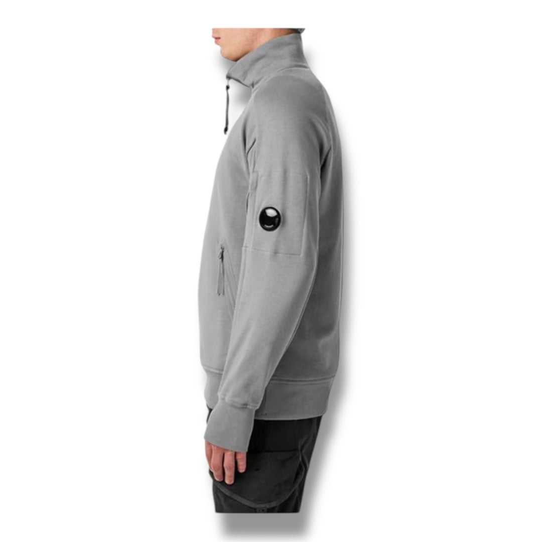 CP COMPANY LENS ARM 1/4 ZIP SWEATSHIRT DUST GREY