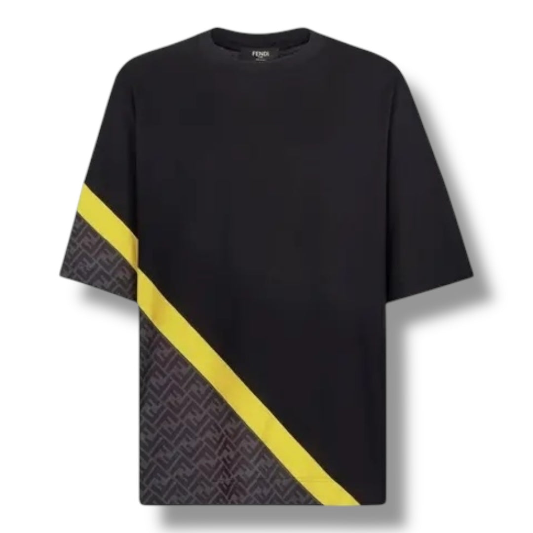 FENDI FF DIAGONAL PRINT T-SHIRT BLACK