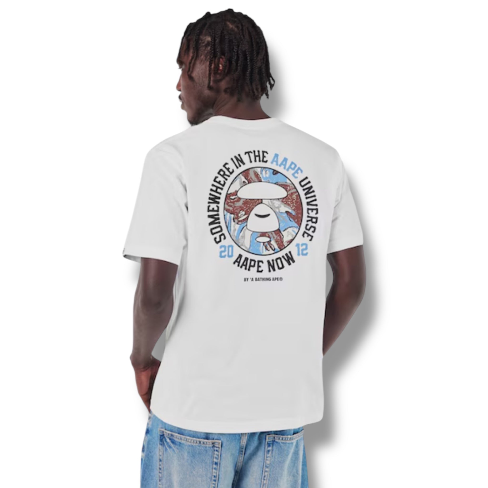 A BATHING APE AAPE OVERSIZED BACK LOGO T-SHIRT WHITE