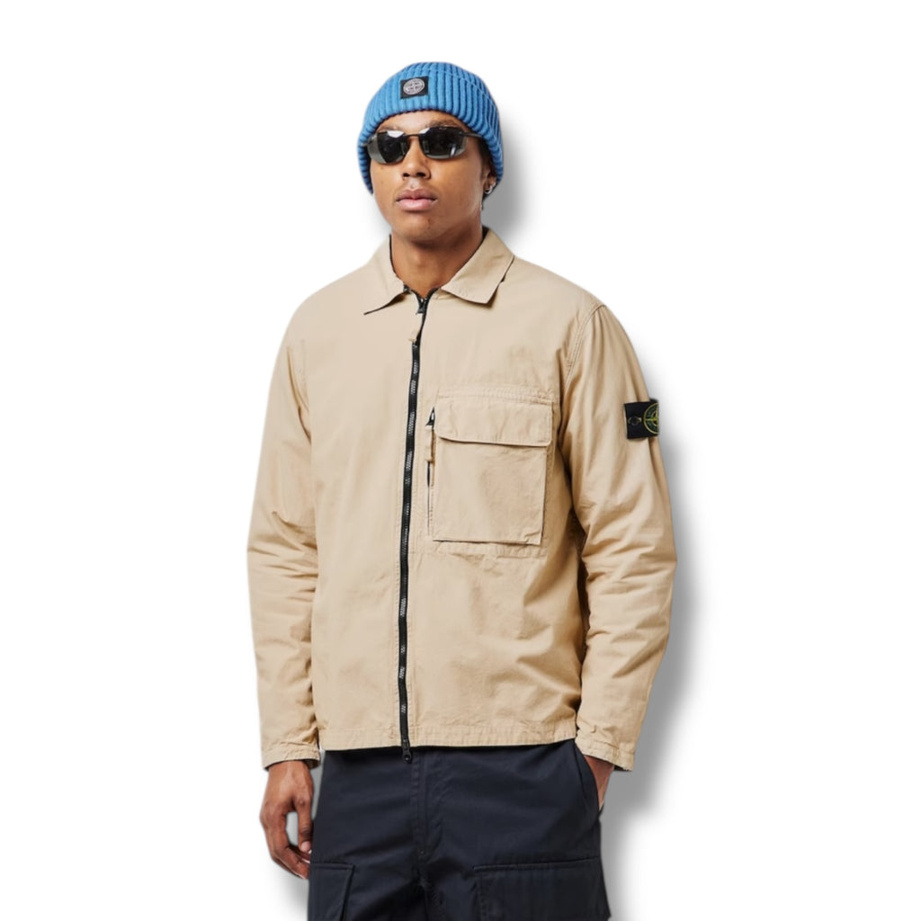 STONE ISLAND ZIP UP OVERSHIRT BEIGE