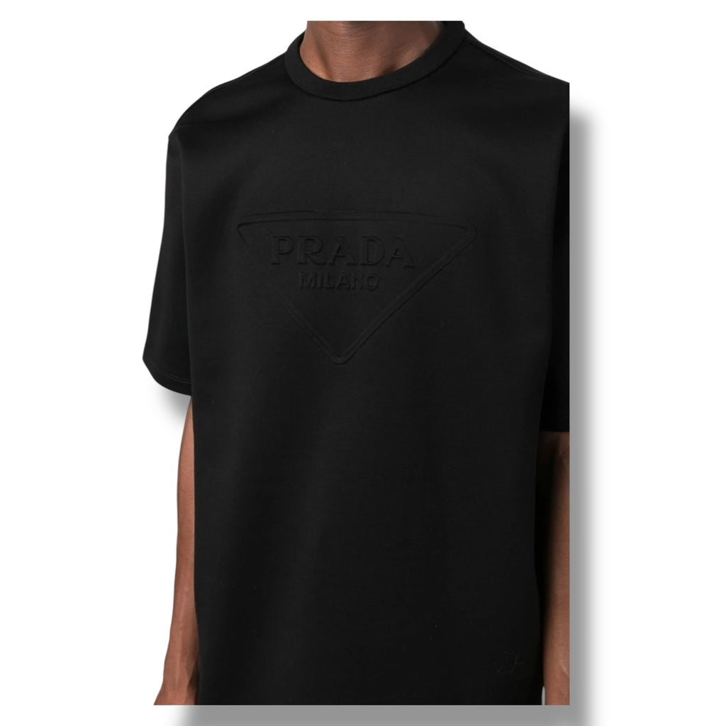 PRADA EMBOSSED TRIANGLE T-SHIRT BLACK