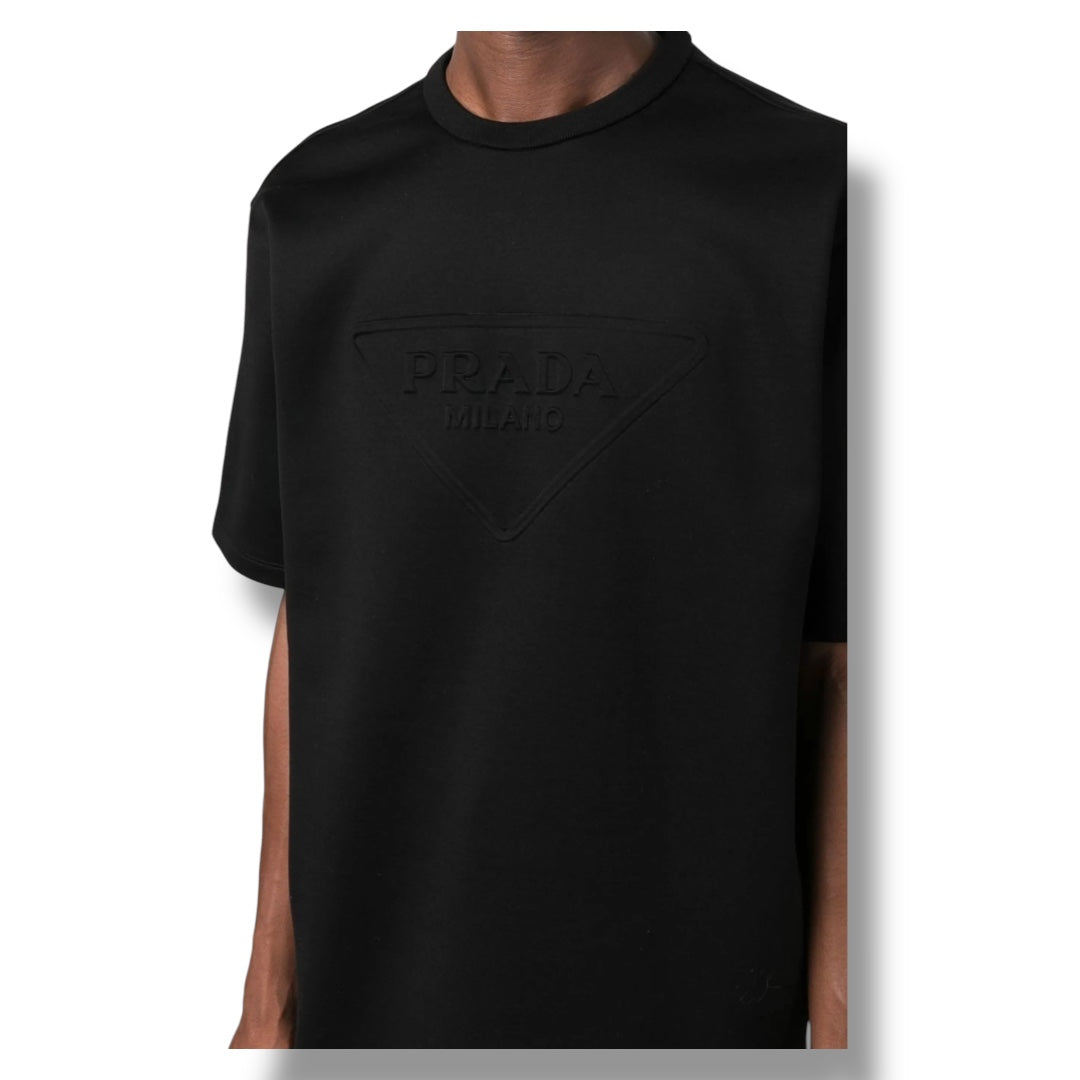 PRADA EMBOSSED TRIANGLE T-SHIRT BLACK