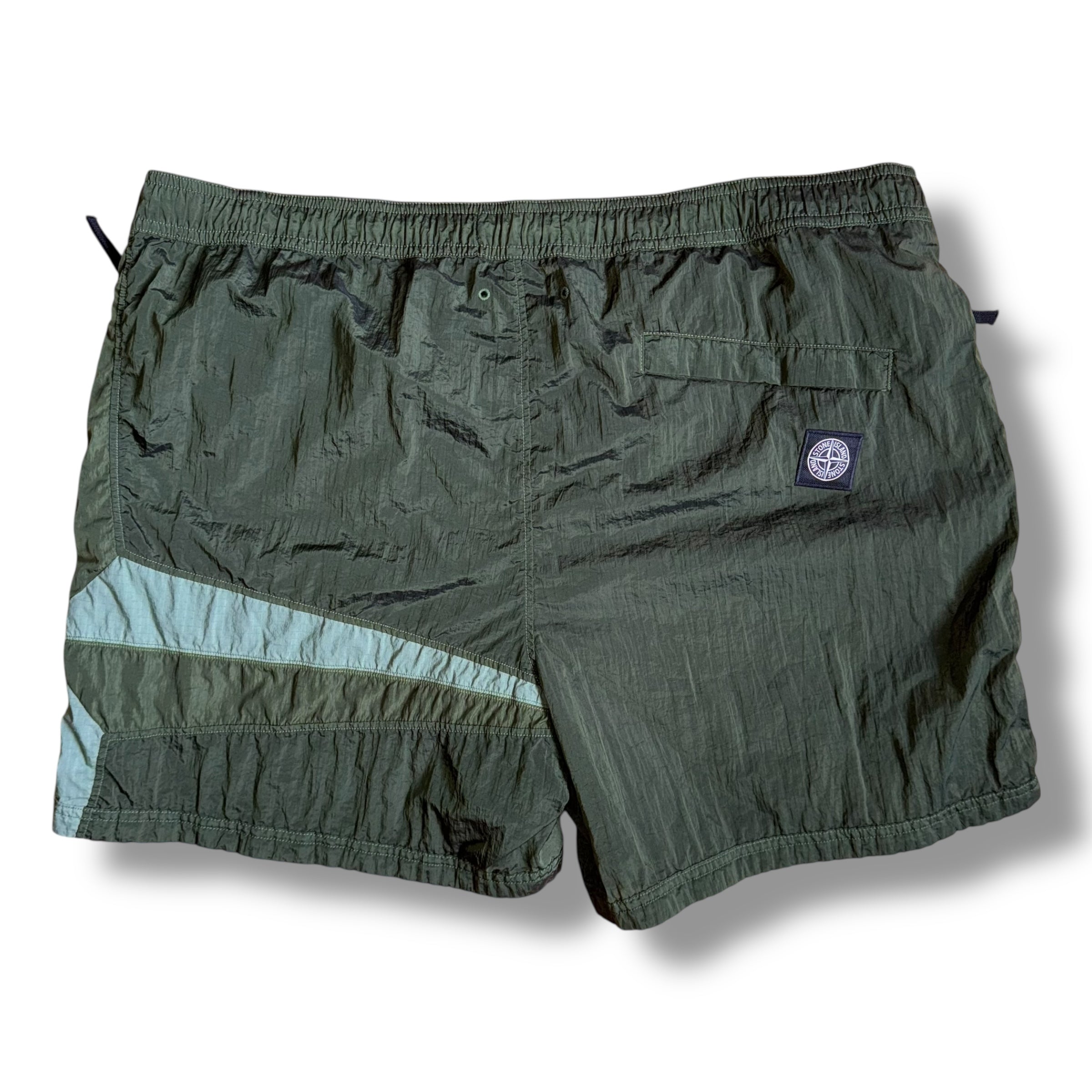 STONE ISLAND PATCH LOGO SWIM SHORTS NYLON METAL KHAKI GREEN
