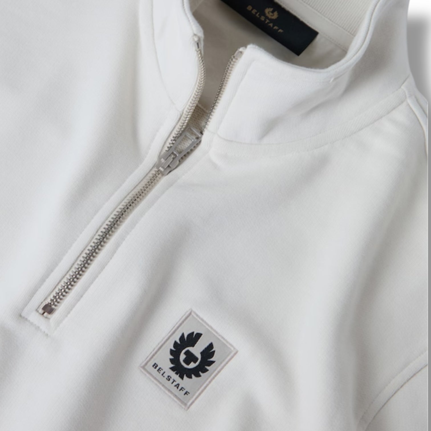 BELSTAFF PATCH LOGO 1/4 ZIP SWEATSHIRT BEIGE