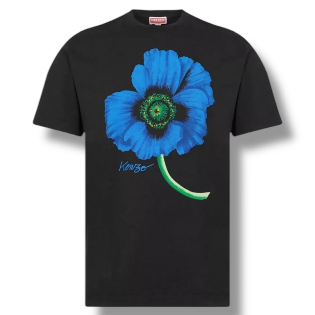 KENZO BLUE FLOWER T-SHIRT BLACK