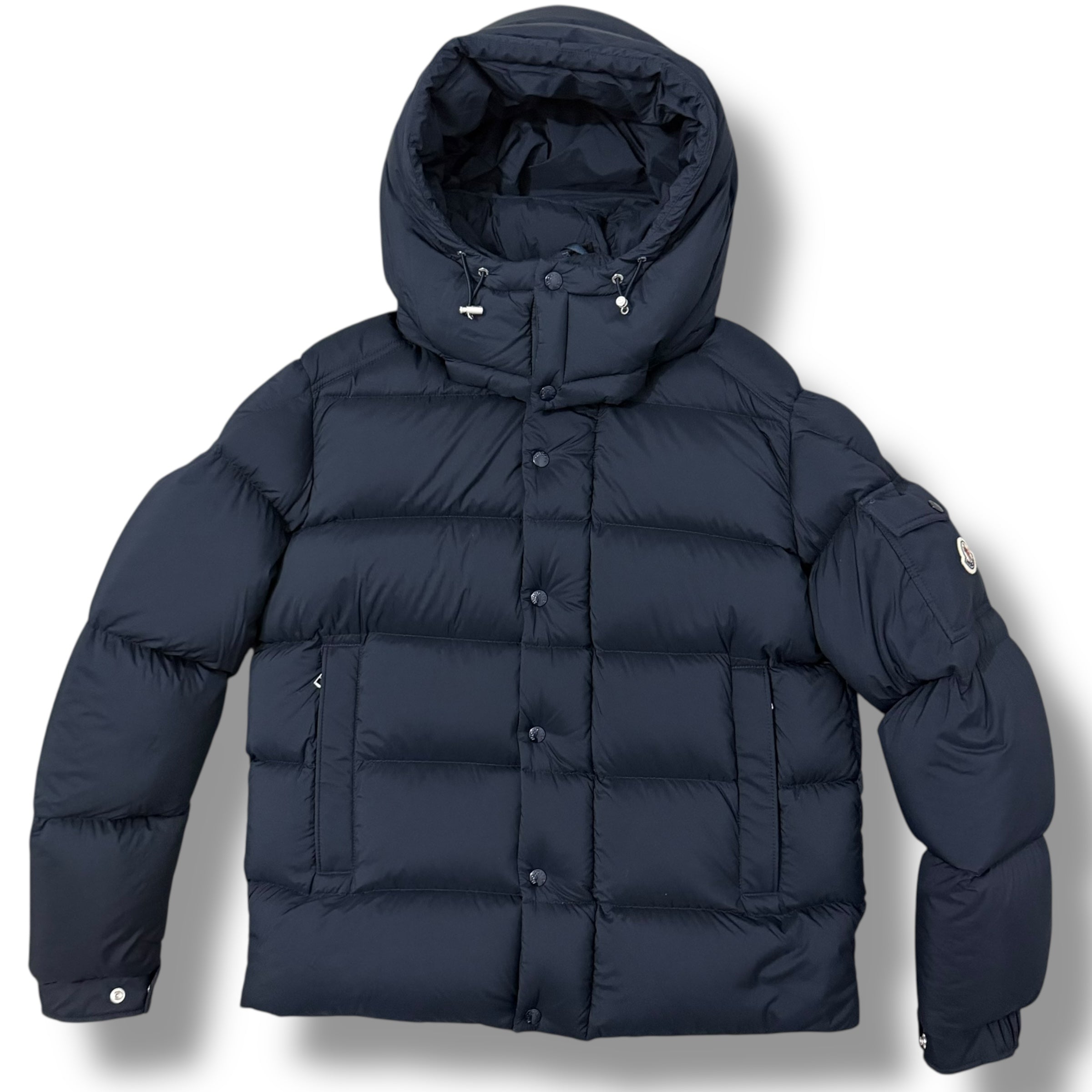 MONCLER VEZERE HOODED PUFFER JACKET NAVY BLUE