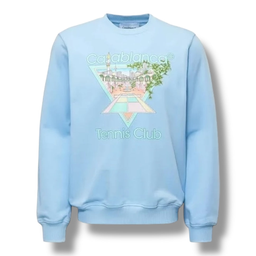 CASABLANCA TENNIS CLUB SWEATSHIRT LIGHT BLUE