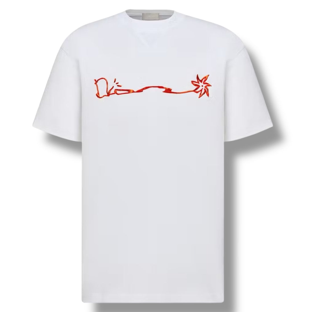 DIOR EMBROIDERED SPARK T-SHIRT WHITE