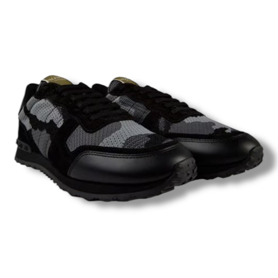 VALENTINO ROCKRUNNER STUD TRAINERS GREY - BLACK CAMO
