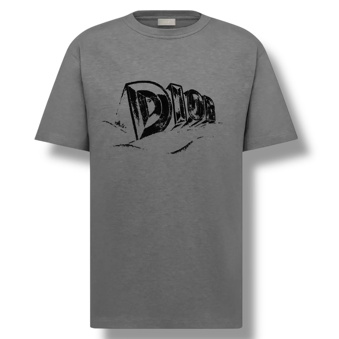 DIOR FELT LOGO T-SHIRT GREY