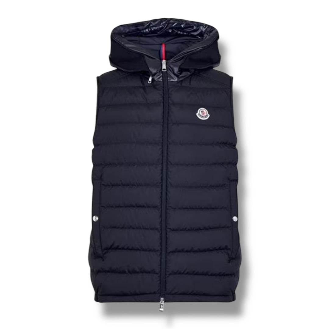 MONCLER BOURGET HOODED GILET NAVY BLUE