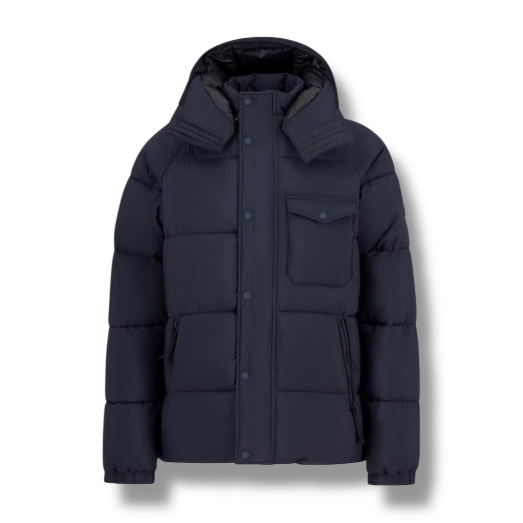 BARBOUR INTERNATIONAL HAZE HOODED PUFFER JACKET NAVY BLUE