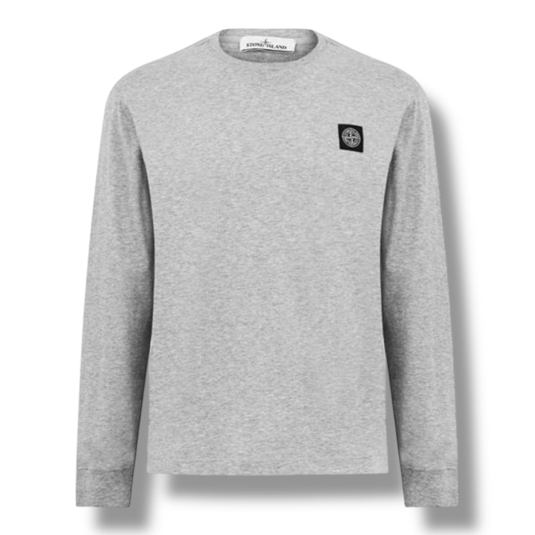 STONE ISLAND LONG SLEEVED PATCH T-SHIRT GREY