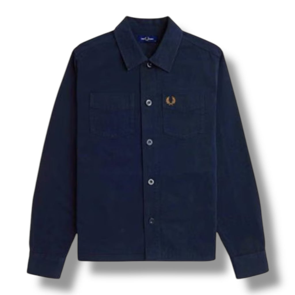 FRED PERRY TWILL BUTTON UP OVERSHIRT NAVY BLUE