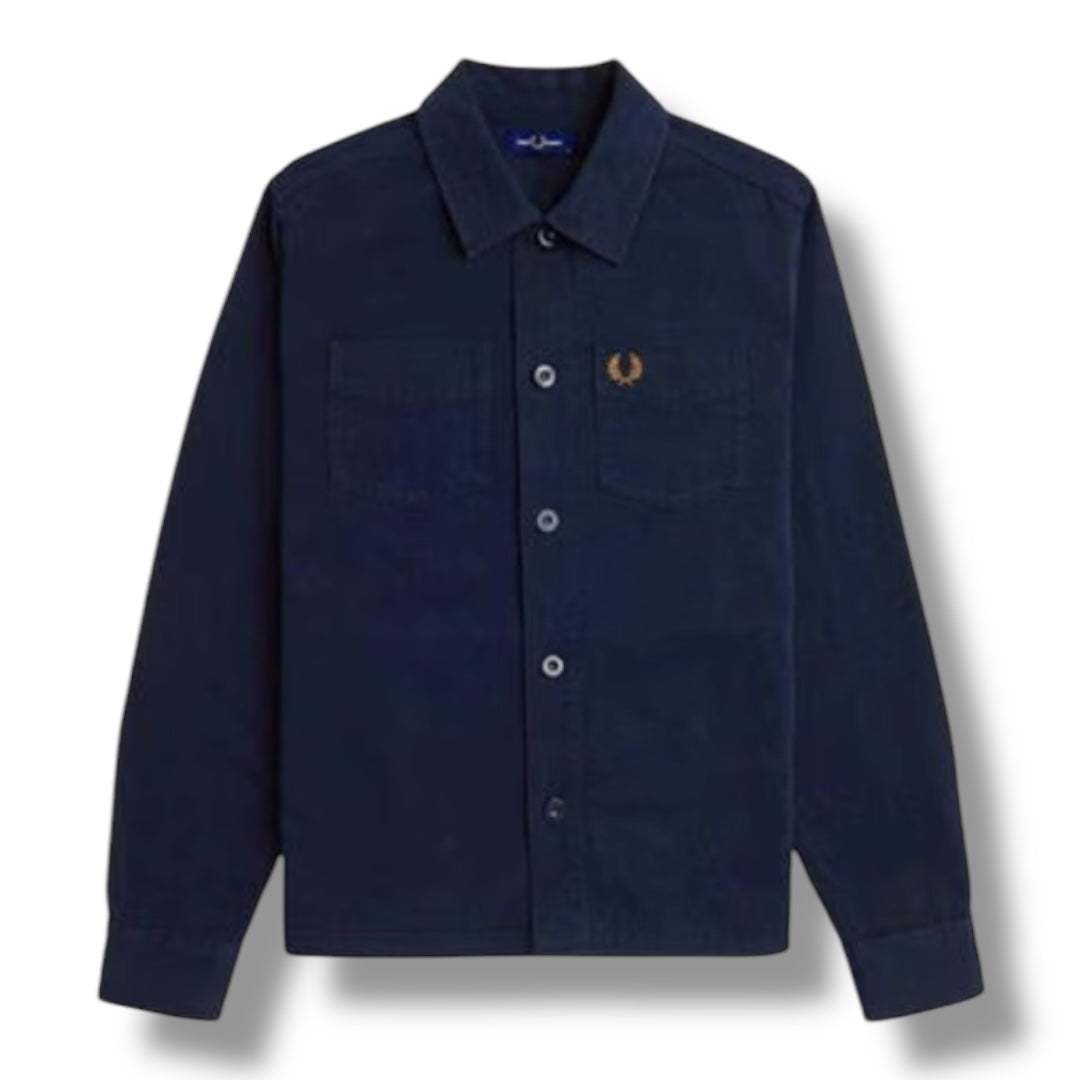 FRED PERRY TWILL BUTTON UP OVERSHIRT NAVY BLUE