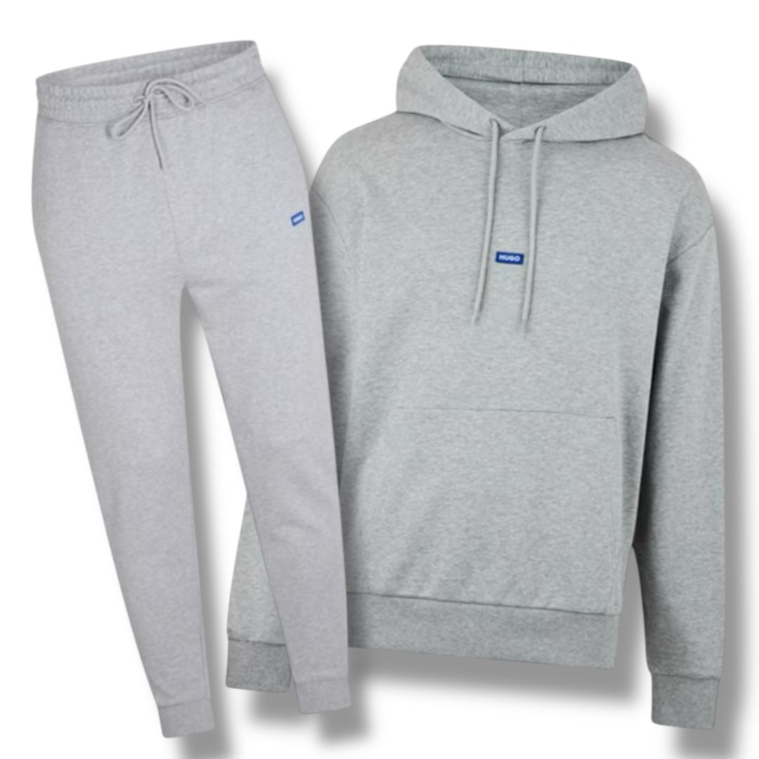 HUGO BLUE LOGO OTTH HOODIE FULL TRACKSUIT GREY