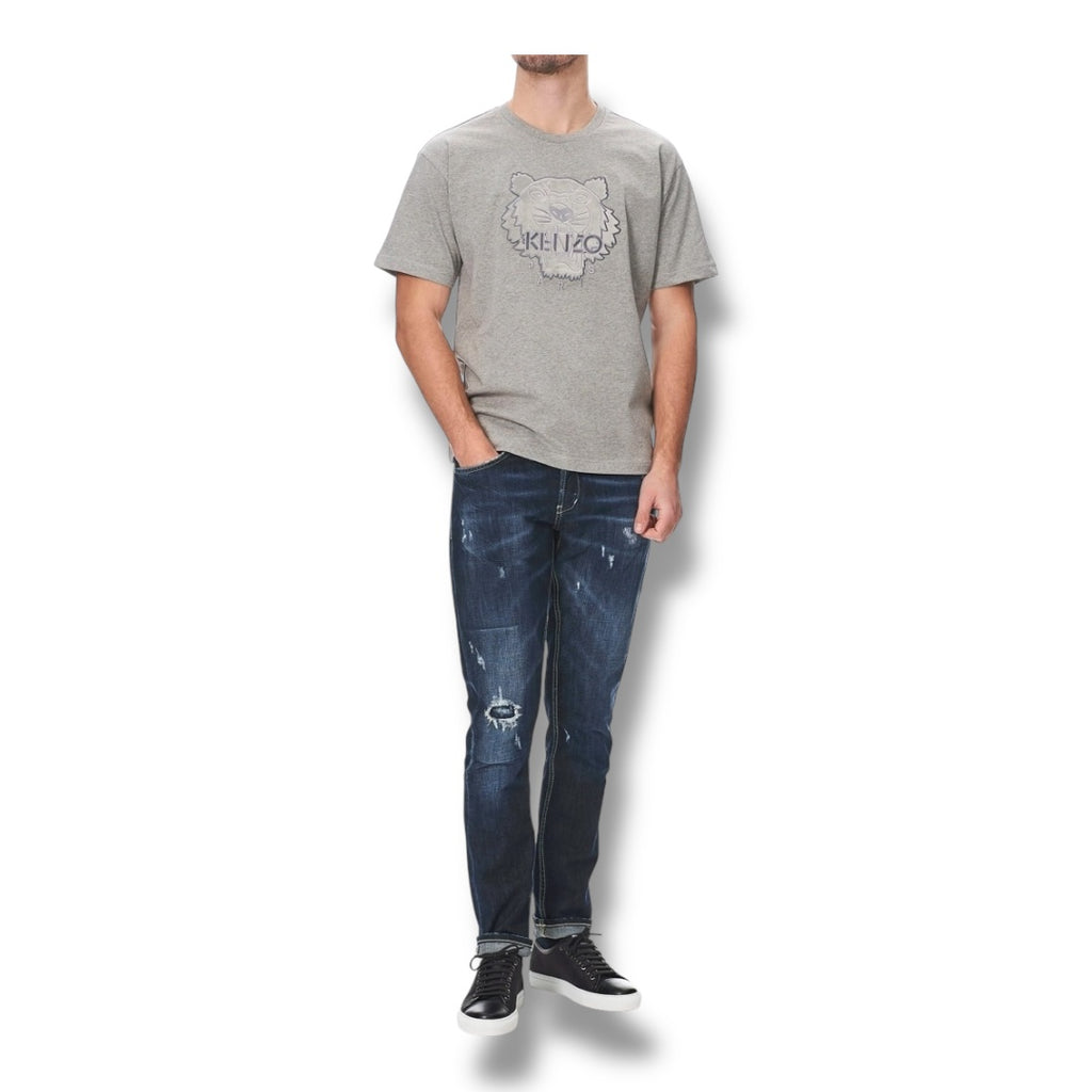 KENZO ICON TIGER T-SHIRT GREY VELOUR