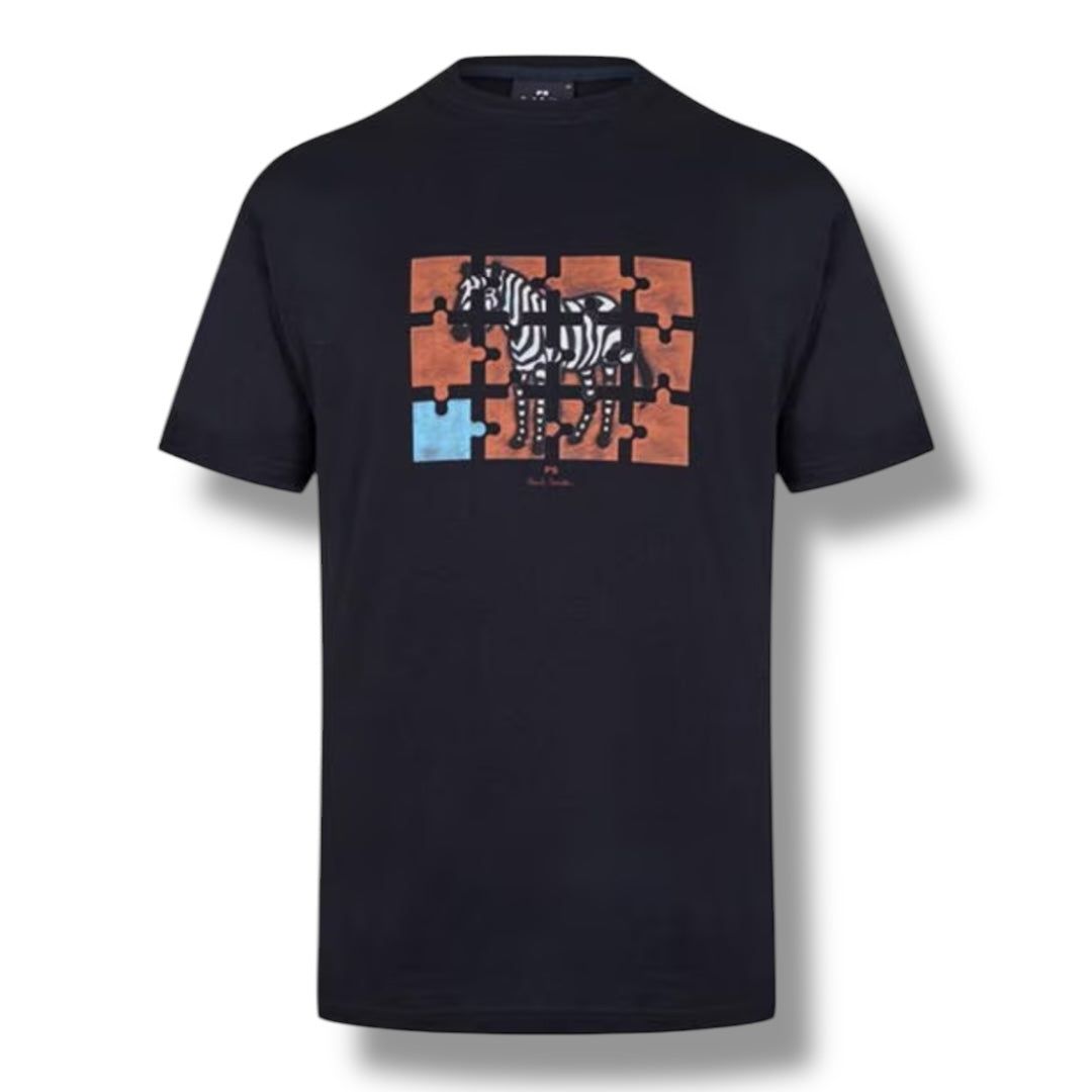 PAUL SMITH JIGSAW ZEBRA T-SHIRT BLACK