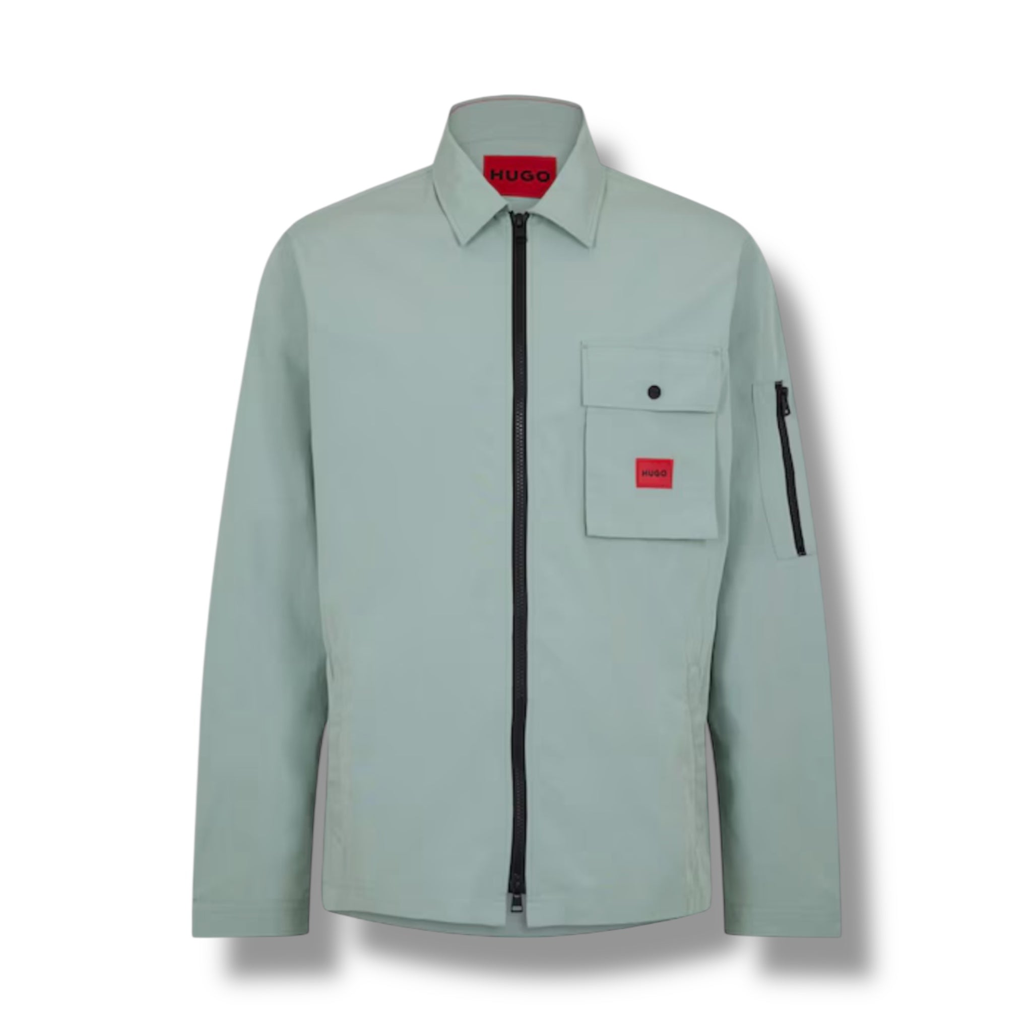 HUGO RED PATCH OVERSHIRT LIGHT GREEN