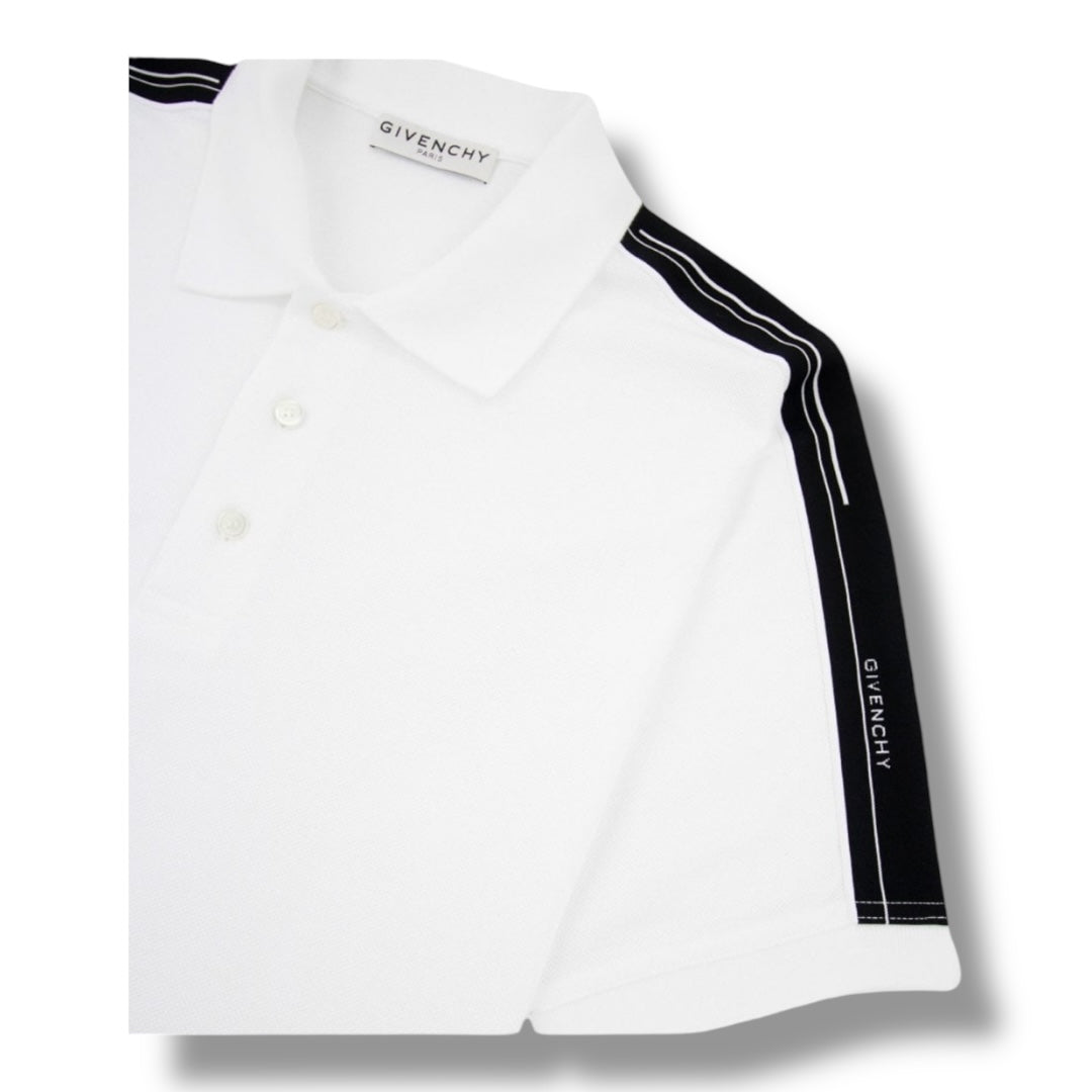 GIVENCHY PARIS TRIM POLO SHIRT WHITE