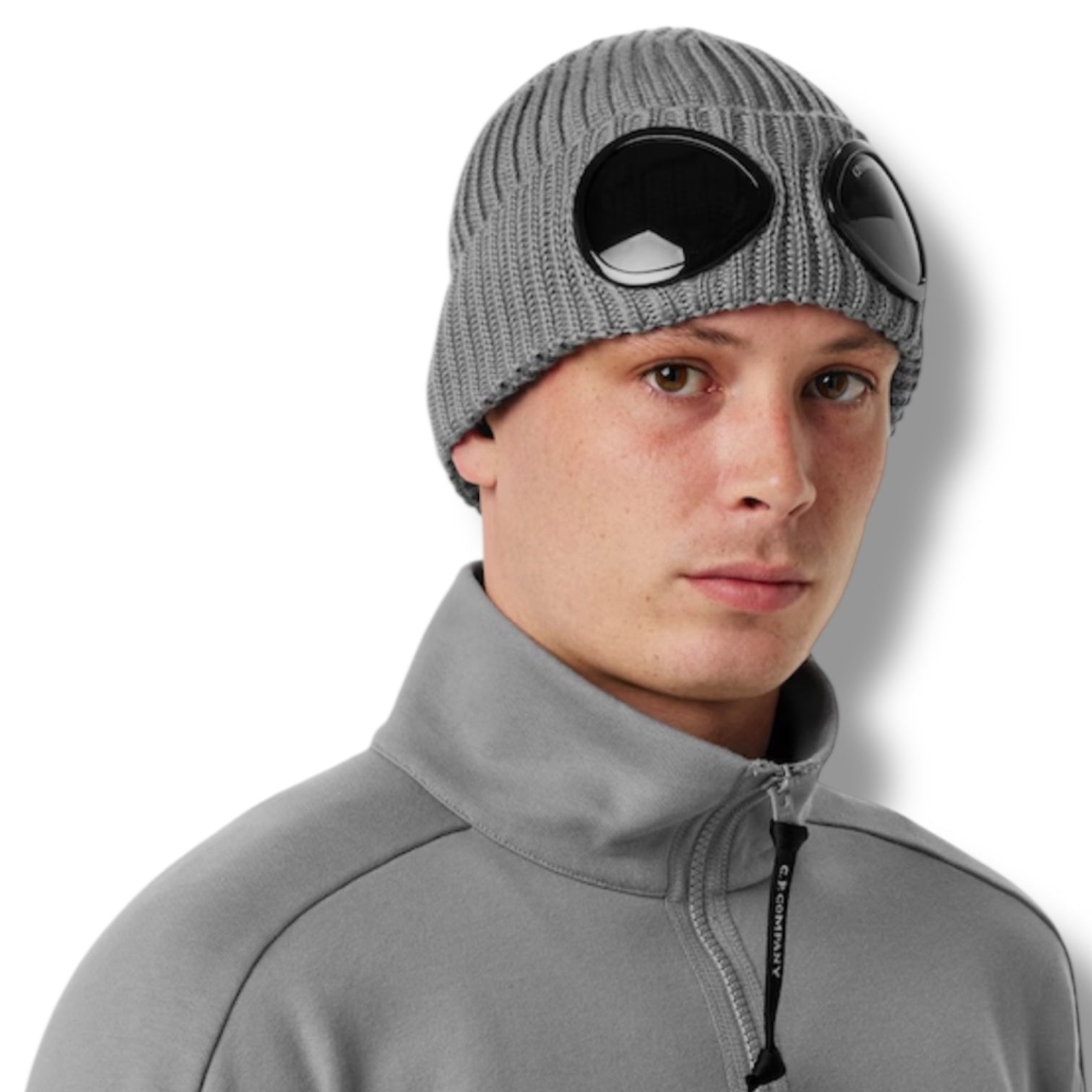 CP COMPANY GOOGLE BEANIE HAT SHADOW GREY