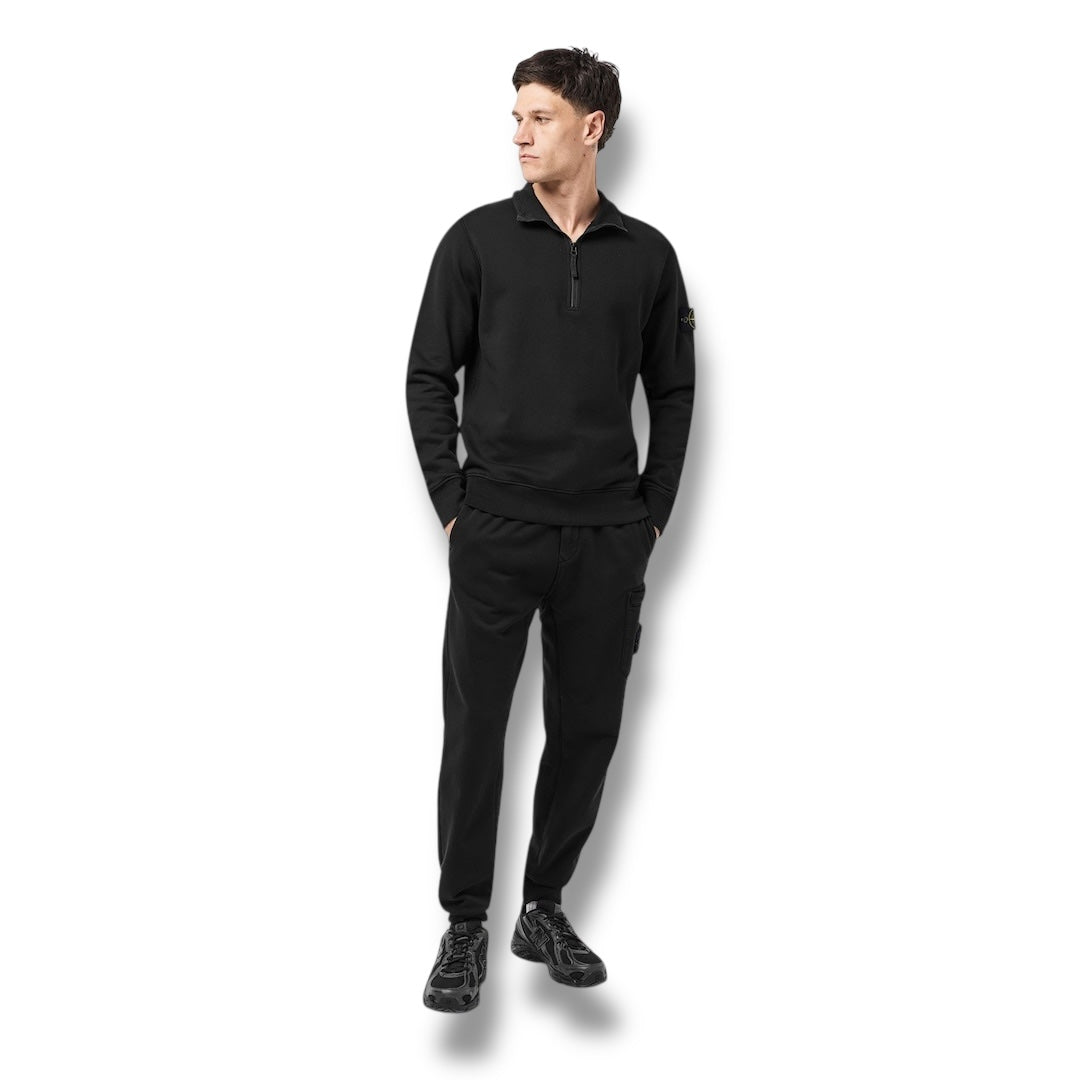 STONE ISLAND 1/4 ZIP SWEATSHIRT BLACK