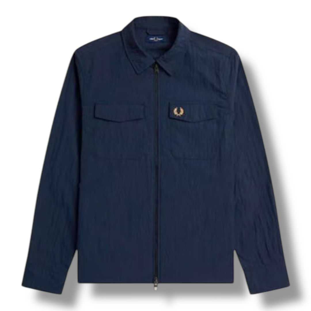 FRED PERRY ZIP OVERSHIRT NAVY BLUE