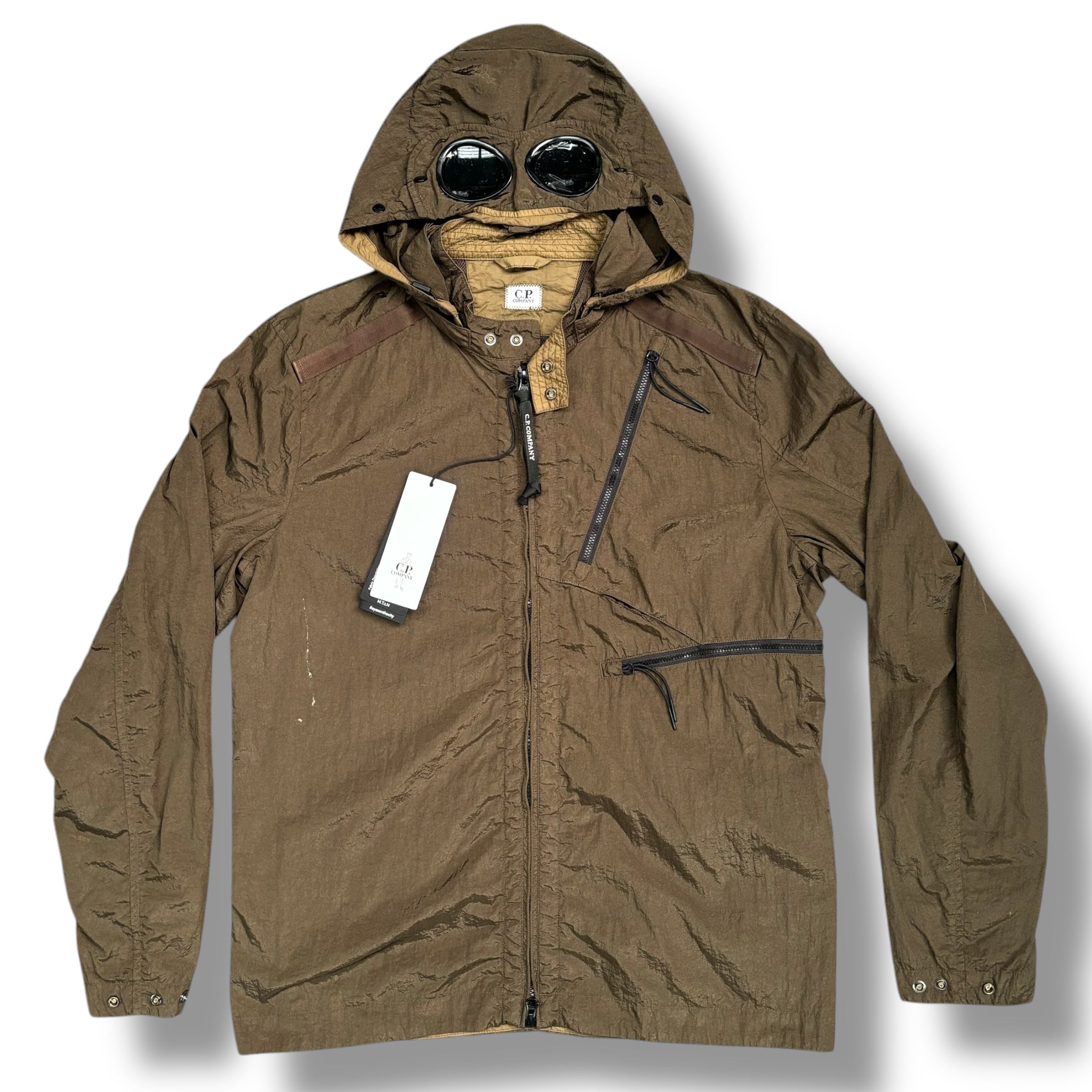 CP COMPANY MTTN GOGGLE HOODED OVERSHIRT JACKET GREEN