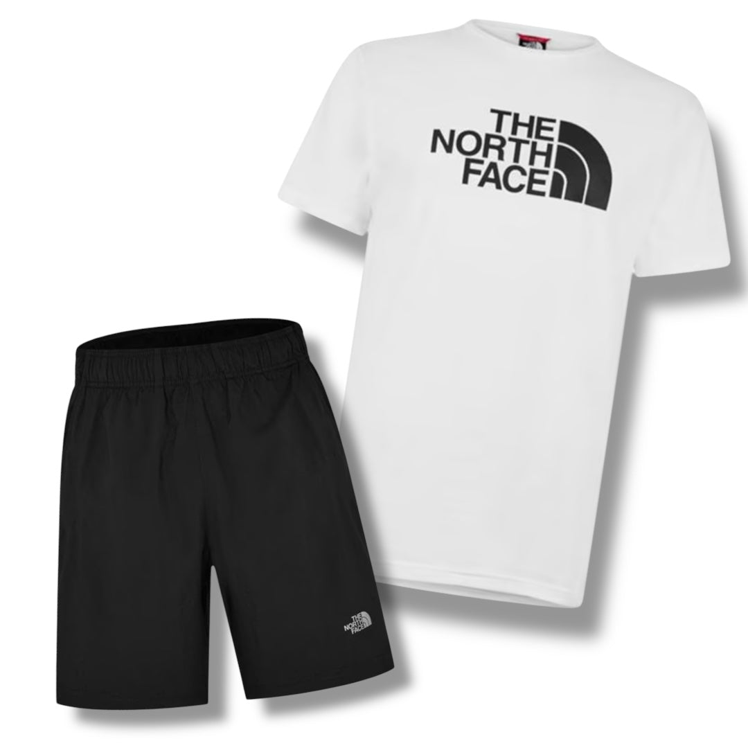 NORTH FACE BIG LOGO T-SHIRT & SWIM SHORTS COMBO WHITE