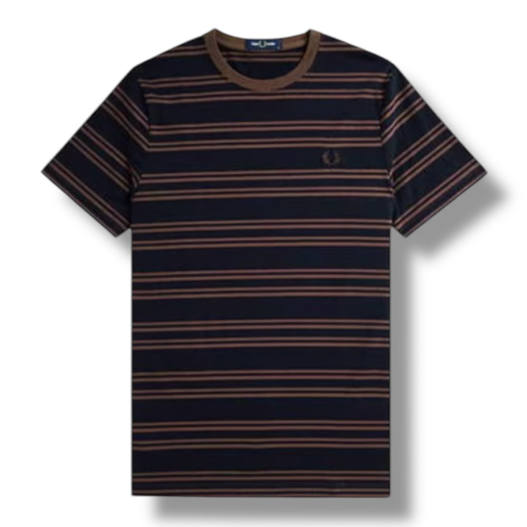 FRED PERRY FINE STRIPE T-SHIRT NAVY BLUE