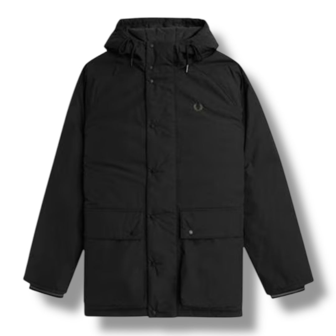 FRED PERRY HOODED PADDED JACKET BLACK