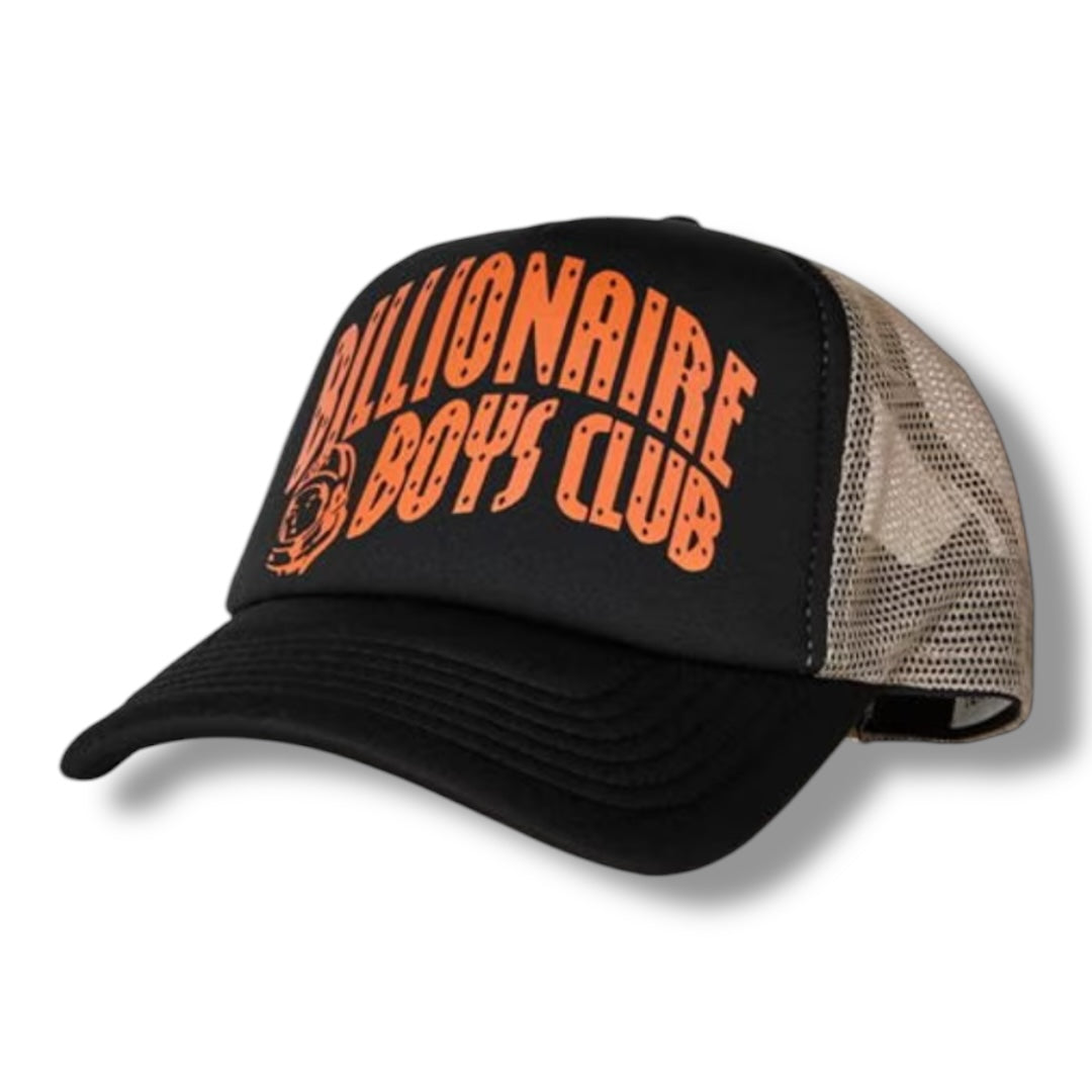 BILLIONAIRE BOYS CLUB TRUCKER BASEBALL CAP BLACK / ORANGE