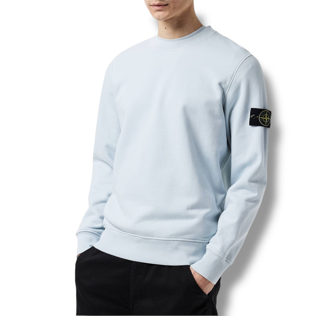 STONE ISLAND ARM BADGE CREWNECK SWEATSHIRT CIELO BLUE