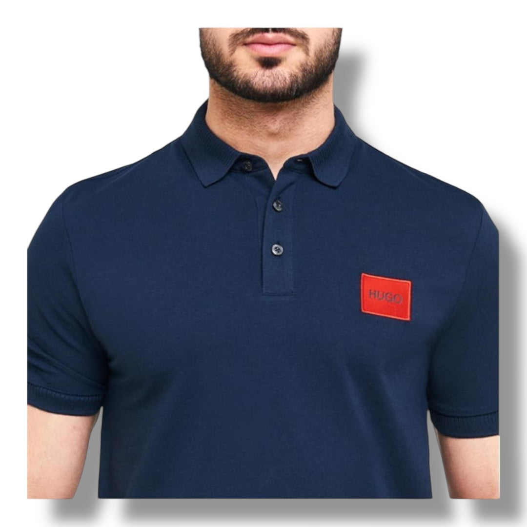 HUGO RED PATCH POLO SHIRT NAVY BLUE
