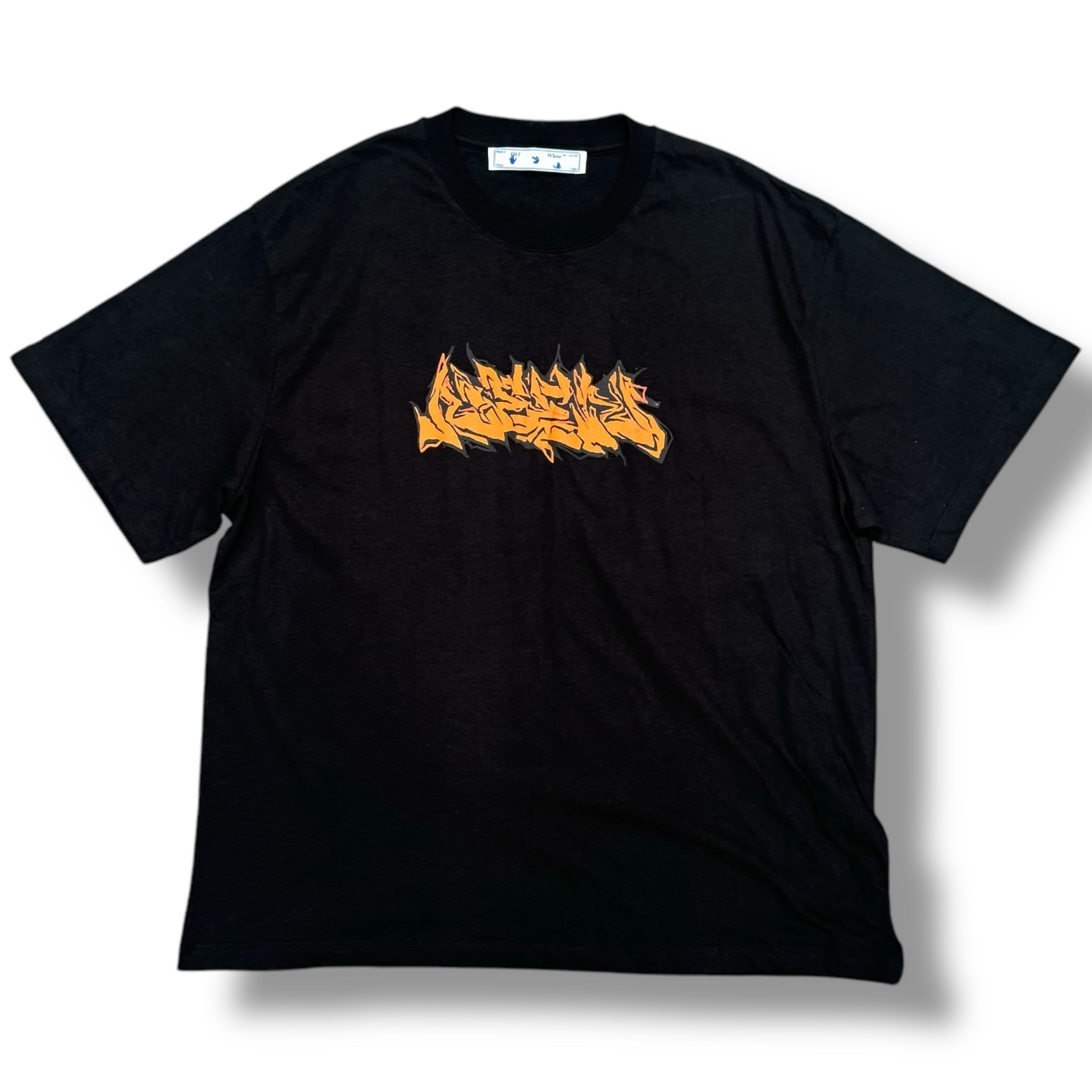OFF WHITE ORANGE GRAFFITI T-SHIRT BLACK
