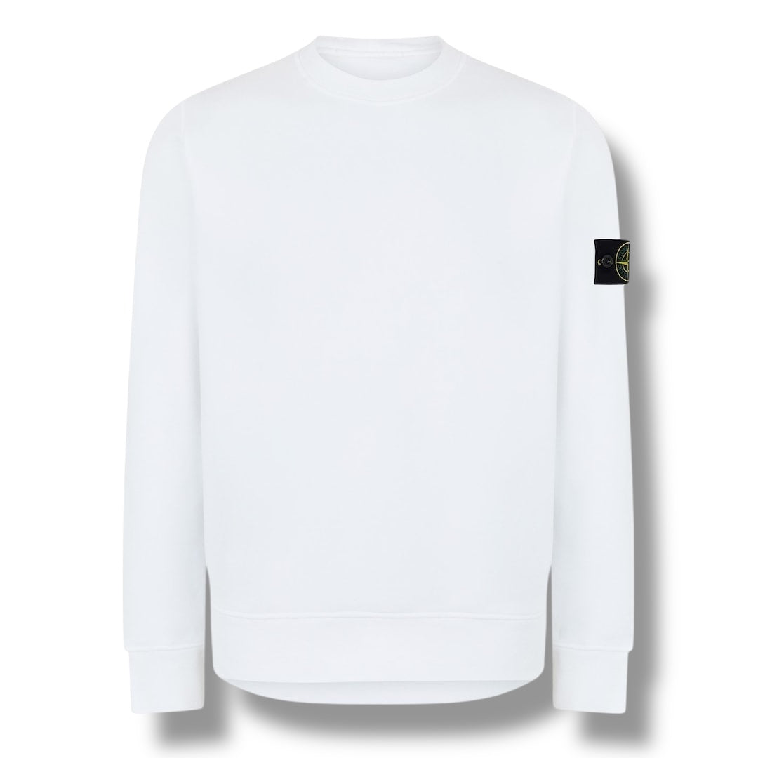 STONE ISLAND ARM BADGE CREWNECK SWEATSHIRT WHITE