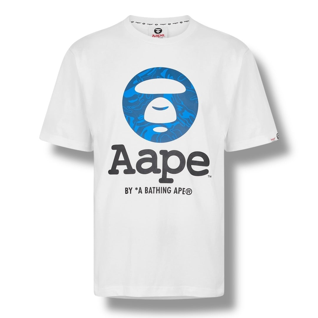 A BATHING APE AAPE MOONFACE CAMO T-SHIRT WHITE